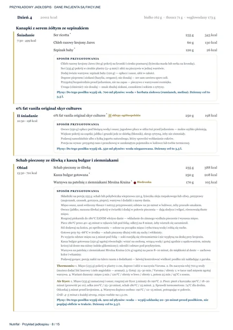 Przykładowy jadłospis Nutrifal — strona 8 z 15