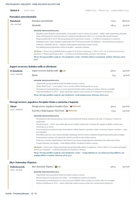 Przykładowy jadłospis Nutrifal — strona 12 z 15