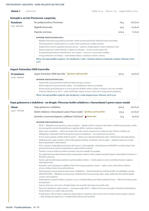 Przykładowy jadłospis Nutrifal — strona 14 z 15