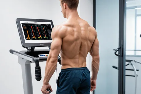 Sportowiec podczas treningu na siłowni